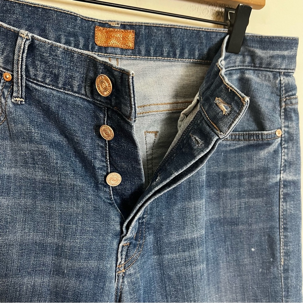 MOTHER- The Brother Getting Rowdy Blue Jeans Denim Stained Button Fly - Picture 6 of 8